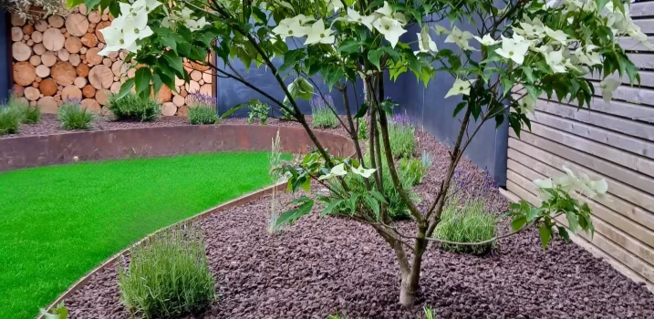 Frische Bepflanzung und neuer Rasen